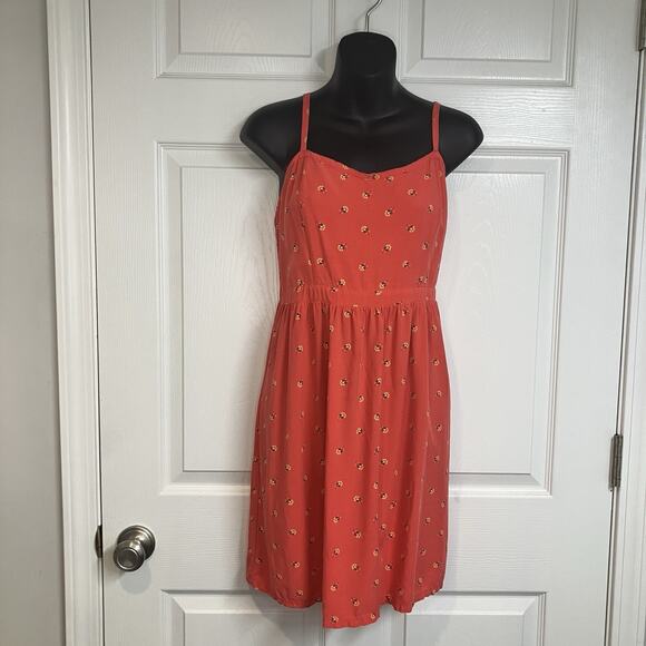 Old Navy Red Floral Print Spaghetti Strap Fit & Flare Mini Dress Size M Y2K - Picture 1 of 12